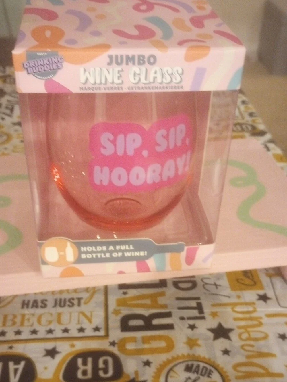 Party Bubblz Jumbo Wine Glass - Pink 
